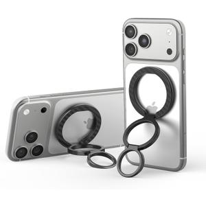 Nillkin FiberSnap Magnetic Phone Grip Ring Stand Holder, Removable Magsafe Phone Holder with Expanding Grip and Adapter Ring,360 Adjustable Kickstand Compatible with iPhone 17,16 Pro 15,14,13 (Black)