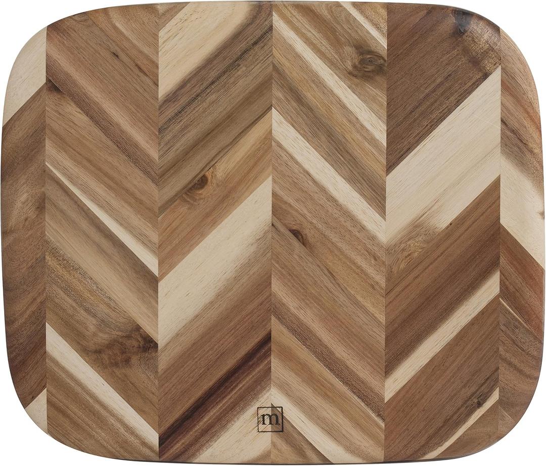 Madeira by Architec Acacia Cutting Board with Herringbone Design, 12.5x14.5-Inch, Brown
