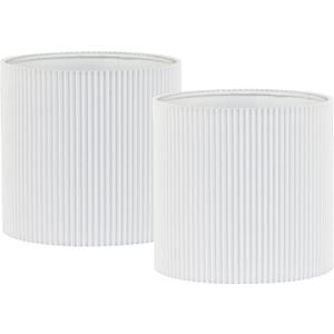 LAMPWELL KETTE Clip-on Pleated Fabric Lamp Shades for for Table Chandelier Wall Lamp,Set of 2,Small Drum,5.4"5.4"H5.2",TC fabric,Handmade,Modern Trendy Decorative,ONLY FOR CANDLE BULB,White