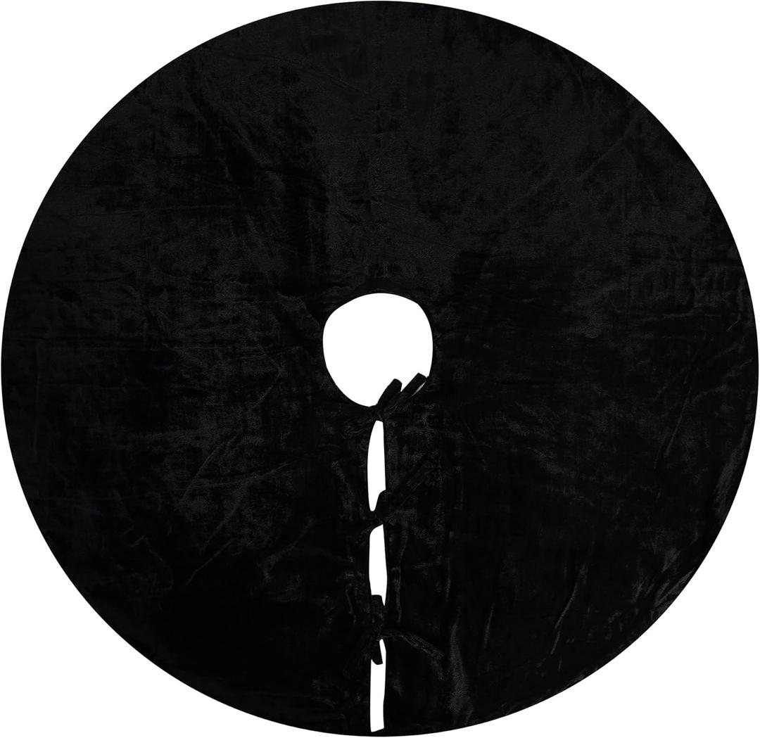 Sophia-Art Christmas Tree Skirt, Luxury Velvet Plush Skirt, Xmas Decoration Holiday Party Dcor, Soft Velvet Home Dcor Merry Christmas Party Christmas Tree Decorations (Black,36 Inch)