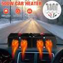 DaisyInner 500w Car Heater 12 Volt Camping Heaters Windshield Heater Kit Window Defogger Defroster for Winter Automobile Windscreen Car Camper (12v)