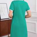 Women's Polo Dress Short Sleeve Lapel V Neck Collar Tennis Golf Mini Dress Casual Summer Workout Wear with Pockets (Medium, Green Teal)