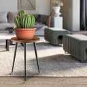 KINNARY Plant Stand Indoor, Mid Century Wood Plant Stand Plant Table for Flower Pots, Heavy Duty Metal Tall Plant Holder, Modern Home Decor Small Round Side End Table (11.8"x16")