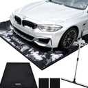 Heavy Duty Garage Floor Mat & Waterproof Drip Pan - 7'9"x18' PVC Floor Protection for Melting Snow, Oil, Mud, DIY Projects | Reinforced Edges, Lightweight, Easy Clean for Car, Truck, SUV