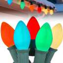 C7 Multicolor Christmas Lights 25Ft C7 Christmas String Lights Outdoor with 27 Incandescent Light Bulbs, Multicolor String Lights for Xmas Tree Decor Patio, 5 Watt E12 Candelabra Base