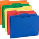 100 Blue Summit Supplies Colored File Folders Letter Size with 1/3 Cut Tabs, Assorted Colored Folders, Durable 11pt Paper, Colorful File Folders for Files, Multi Color File Folders, Reinforced Tabs