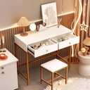 Koestem 36" Small Vanity Desk, White Makeup Table No Mirror for Bedroom with 2 Storage Drawers, Girls Vanity Desk, Compact Makeup Table