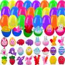 2 x VEALIZUU 24 Pack Plastic Easter Eggs Filled with Mochi Squishy Toys for Kids, Perfect for Easter Egg Hunt Game, Basket Fillers, Party Favor Supplies