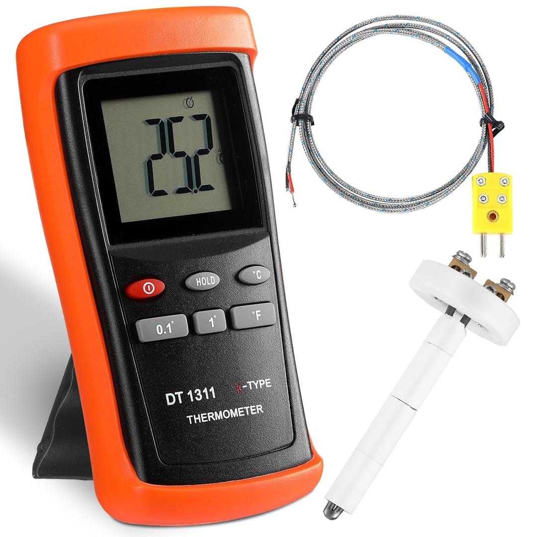 Dual Input K-Type Digital Thermometer for HVAC, air Conditioner, Furnace, Heater