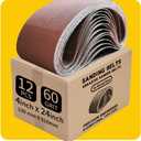 4 x 24 Inch 60 Grit Sanding Belt | Premium Aluminum Oxide Sanding Belt | Premium Sander Sandpaper  12 Pack