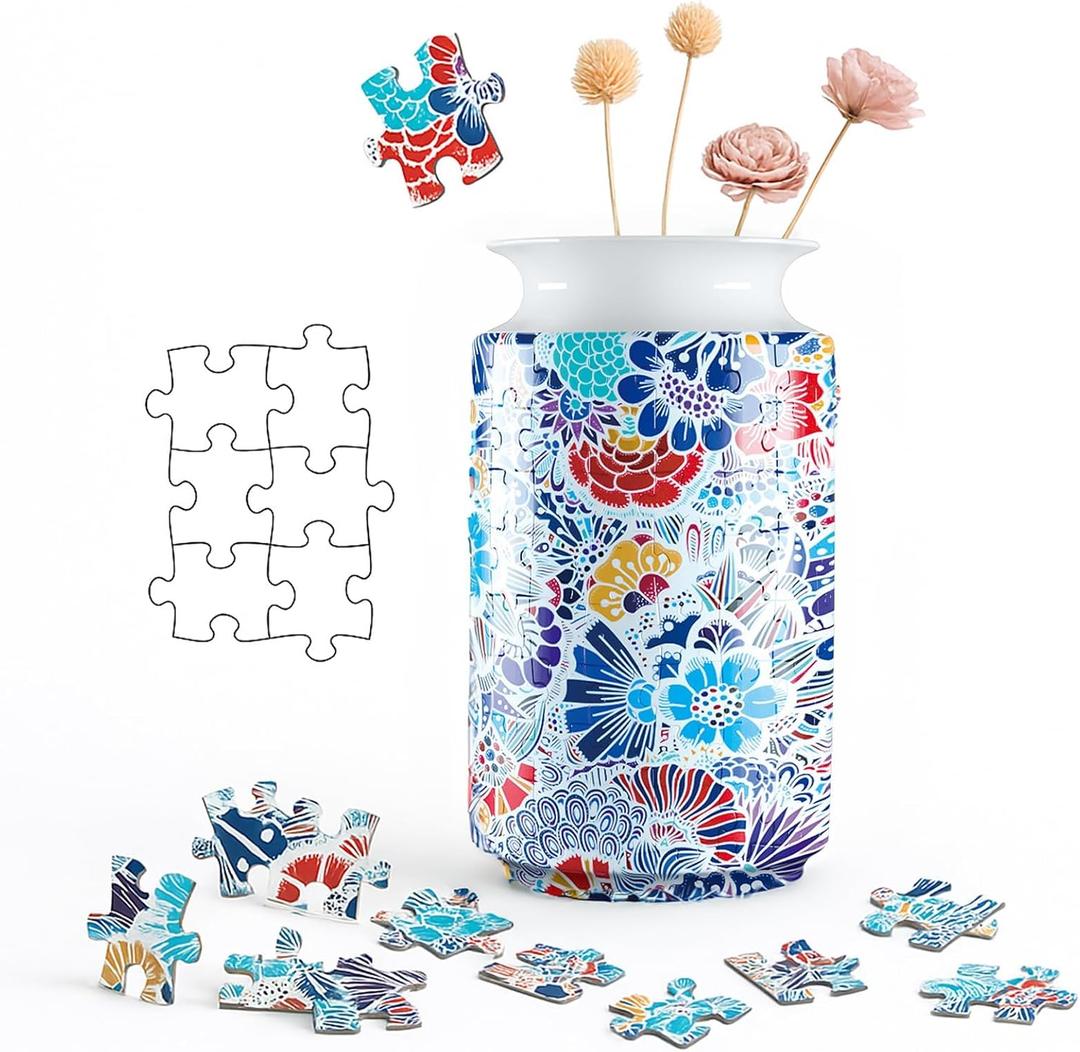2026 Upgraded 3D Puzzle Vase Unique Flower Vase for Adults Made by 162 Curved Plastic Puzzle Pieces, Vases for Flower Home Creative Gift for Parents