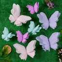 3D Hanging Butterfly Decorations, 8 Pcs Butterfly Birthday Party Decorations, Crepe Paper Butterfly Hanging Decorations for Girls, Women, Flower Garden Party Decorations (Purple Green Pink)