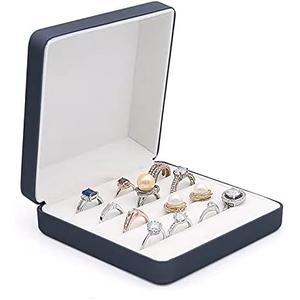 Small Ring Organizer Box, Portable Rings Jewelry Holder Case, Modern Ring Storage Tray Fit for Women,Girl for Travel (blue)