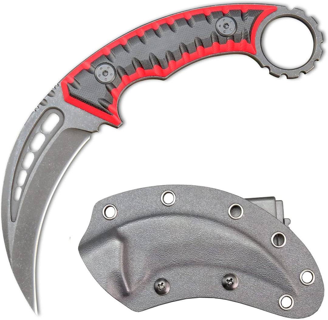 C1112 Fixed knife,Fixed Blade Knife,D2 Steel Blade +G10 Handle Outdoor Camping Knives,EDC Tool Knifes with Kydex Sheaths(Red)