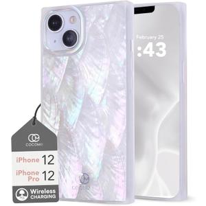 Cocomii - Rectangle Case Compatible with iPhone 12/12 Pro - Real Mother of Pearl, Opalescent Seashell, Glossy, Women Girls Men, Protective Phone Case for iPhone 12/12 Pro 6.1 inch, Iridescent