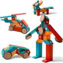 Magnetic Wooden Blocks Set, 22 Pieces STEM Travel Creativity Magnet Block Toys for 3 4 5 Year Old Age Girls Boys