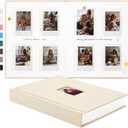 112 Pockets Instax Mini Photo Album For 2x3 Pictures, Linen Hardcover Polaroid Photo Album With Writing Space, Polaroid Album Book For Fujifilm Instax Mini Instant Camera (Beige)