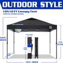 FANPAT 10x10 Pop Up Canopy Tent,300D Silver-Coating Top,1-Person Setup Commercial Heavy Dury Tent Instant Portable Shelter and Carry Bag, Bonus 8 Stakes and 4 Canopy Weights(Black)
