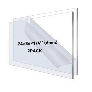 2PACK Plexiglass Sheets 24361/4 Inch Thick Clear Acrylic Sheets Plastic Sheets Panels for DIY Projects, Art, Display Use