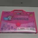 Mimtom Drawing Stencil Kit for Kids, 51 PC Art Set with 270+ Shapes, Sketch Pad, and Colored Pencils for Child's DIY Arts and Crafts, Draw with Princess, Fairies and Animal Stencils, Pink