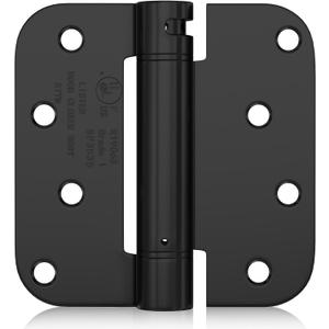 Haidms 3 Pack Self Closing Door Hinges 4 Inch Matte Black Adjustable Tension Spring Loaded Door Hinges with 5/8" Radius Corner for Exterior Interior Door (3 Pack, Matte Black-5/8")