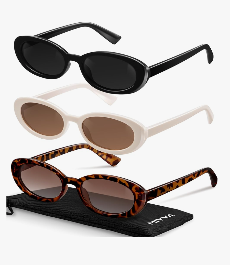 miyya Old Money Polarized Oval Sunglasses – 2025 Edition, UV400 Protection, Feather-Light Fit & Trendy Colors (2 Pack)