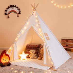 Kids Teepee Tent, Children Play Tent, Indoor Outdoor Cotton Play Tent for Girls & Boys Kids