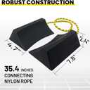 HOXWELL Dual Wheel Chocks, Light Non-Slip Wheel Stoppers with Nylon Rope Yellow Reflective Tape, Wheel Block for Lightweight Travel Trailer, Light Truck, Car, Tractor, Lawnmower 1 Pair, Black&Yellow