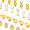 EAMBRITE Set of 2 Easter Lights for Easter Decorations 10Ft 60 LED Easter Fairy Lights Eggs Chick & Carrot Bunny String Lights Battery Operated Set with Timer for Spring Indoor Decor Home Party Tree