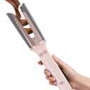 Automatic Curling Iron, 1 Inch with 3 Temps Rotating Curling Iron, 2-Way Rotation Hair Curler, Ionic, Ceramic Coating, Anti-Scald & Tangle, Auto Shut-Off for Hair Styling (Pink)