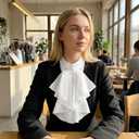 Fumwase Chiffon Detachable Fake Collar Vintage Adjustable Half Shirts Professional Suit Round Blouse Collars Button-Down Shirts for Women (White)