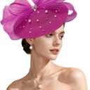 Kgromfy Tea Party Hat for Women Fascinator Hat Elegant Church Hats Wedding Headband Luxury Fancy Hat Lady Headwear for Derby