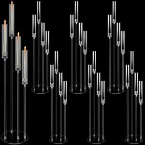 Tessco 6 Pcs Acrylic Candelabra Centerpieces 42.5'' Tall 4 Arms Clear Candle Holders Wedding Table Centerpiece Floor Candle Stand with Shade Fit 0.8'' LED Candles for Anniversary Party Home Decoration