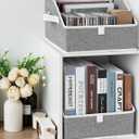 StorageWorks Closet Storage Bins, Trapezoid Organizer Box for Shelves, Fabric Clothes Bin, Foldable Organizing Baskets with Handles, Small, 3-Pack, Gray