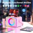 Karaoke Machine,Portable Bluetooth Speaker with 2 Wireless Microphone for Adults & Kids with LED Lights, Karaoke Microphone with PA System Supports USB/TF/AUX,Gift for Party (Pink)