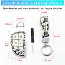 TPU and Leather Key Fob Cover Fit for Chevy Car Accessories,Remote Key Protector Compatible with2021-2023 Chevy Tahoe Suburban GMC Yukon Denali Silverado 5-Buttons (White Rose)