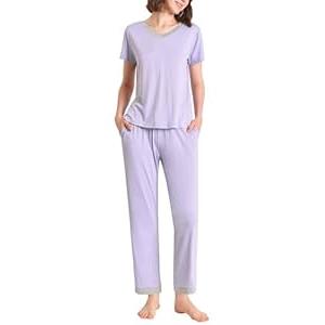 Latuza Women's Petite Pajamas Set Soft Viscose Loungewear (Black)
