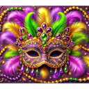 Mardi Gras Backdrop Banner Carnival Masquerade Photography Backgrounds Mask Colorful Backdrop Party Decoration Banner Studio Props for Wedding Bachelorette Party Decorations Banner 6x4ft (Feathered Mask#002)