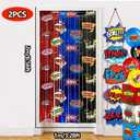Hero Foil Fringe Curtains Backdrop Birthday Party Decorations, 2 Pack 3.28 x 6.56 Ft Red Blue Black Foil Fringe Curtain Tinsel Streamer Photo Booth Props Hero Birthday Party Supplies Favors
