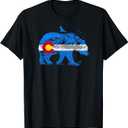 Colorado Flag Design Mountains and Bear Landscape Graphic T-Shirt