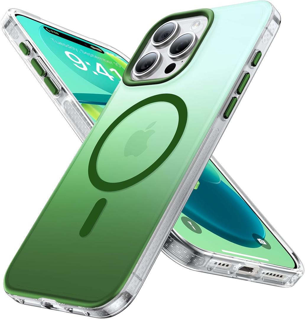 Magnetic for iPhone 14 Pro Max Case [Compatible with MagSafe] [10FT Military Grade Drop Tested] Slim Translucent Matte Case for iPhone 14 Pro Max Phone Case, Gradient Green(6.7")