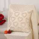 Valentines Pillow Covers 16x16 inch Set of 2 Valentines Day Decorations Beige Hearts Decorative Throw Pillow Covers for Bedroom Sofa Holiday Festivals Home Decor