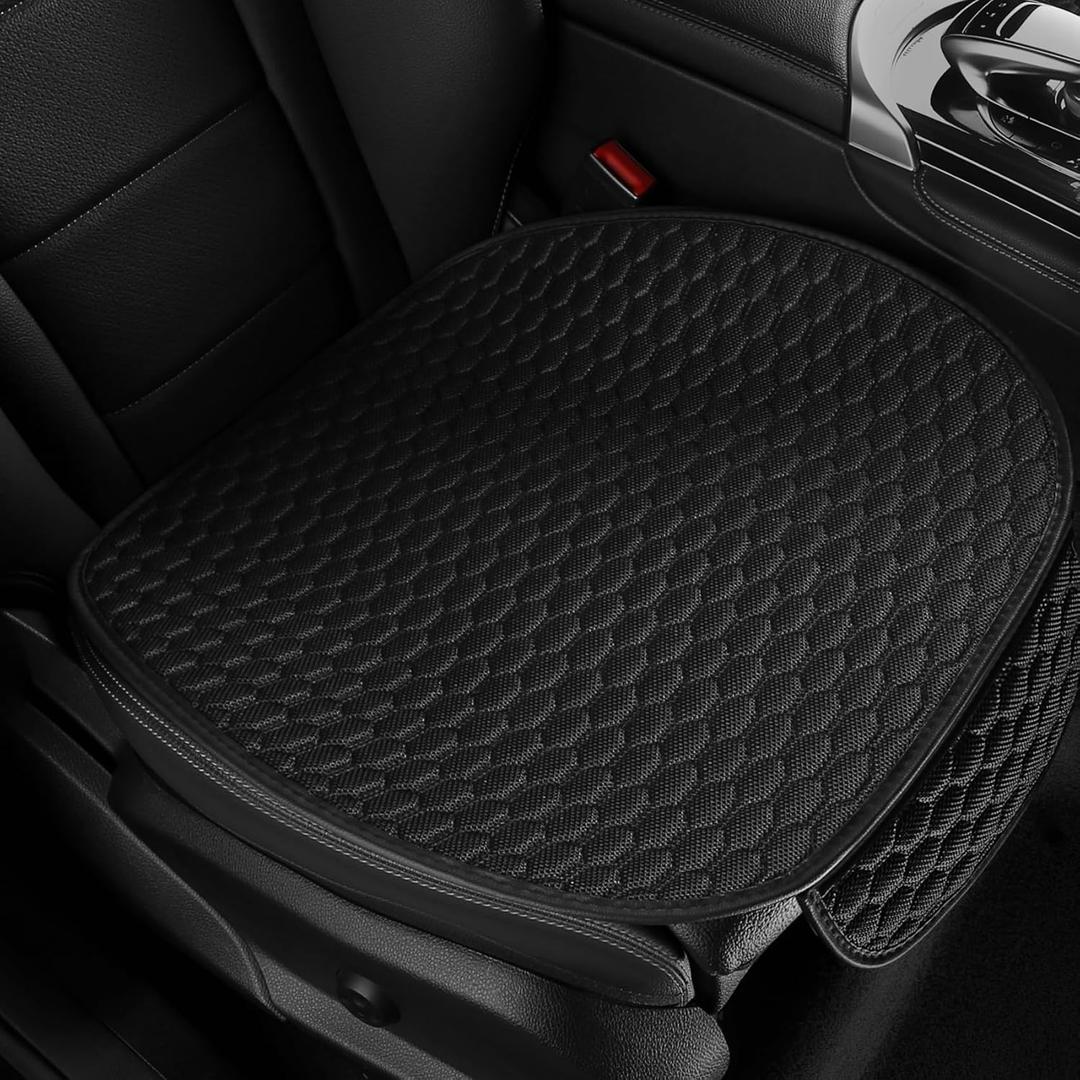 Car Seat Covers Cushion Pad, 2PCS Front Bottom Seat Covers for Cars, Super Breathable, Storage Bags, Anti-Slip, Universal Automotive Seat Covers Fit for Most Sedans SUV Pick-up(2Pcs, Black)