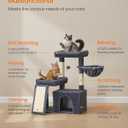 Feandrea Cat Tree, Cat Tower Condo with Scratching Posts and Ramp, 2 Large Perches, Cave, Basket, 33.8 Inches Tall, Dark Gray UPCT013GS02S