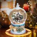Large Christmas Snow Globes,Santa, Rotating Train, Family Scene, 10.2-inch Music Box Featuring 8 melodies and 6-Hour Timer, USB&Battery-Powered, Gift for Men and Children Indoor Christmas Decoration