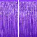 Purple Tinsel Backdrop Foil Fringe Curtains - 2 Packs Door Streamers Backdrop for Birthday Door Decorations, Party Supplies for Bachelorette, Graduation, Christmas, Disco Decor