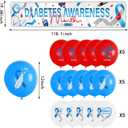 Diabetes Awareness Party Decorations, Include Banner and Balloons, Blue and Grey Ribbon Outdoor Yard Sign for National Diabetes Month Scene & Charity Party Supplies
