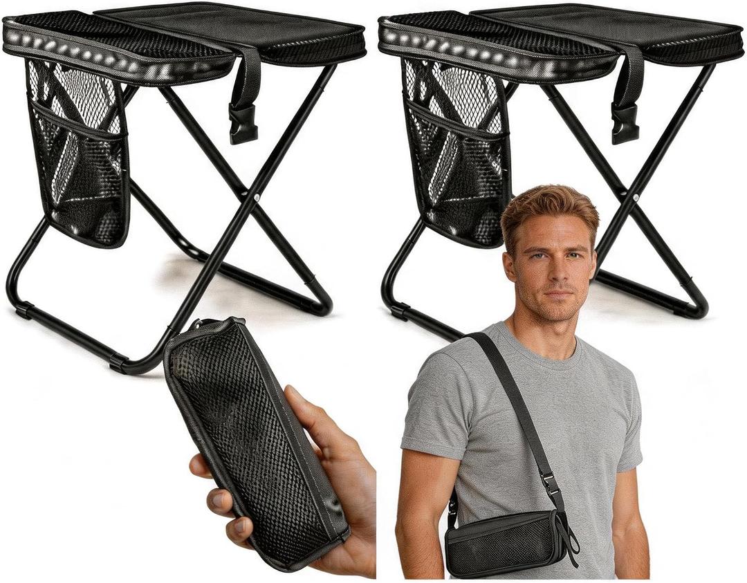 2 Pack 2-in-1 Folding Chair & Backpack Chair Portable Stool with Storage & Adjustable Strap, Heavy Duty 265LBS Small Folding Chair for Outdoor Camping, Fishing, & Hiking