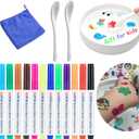 IRWPITW Magical Water Painting Pens for Kids, 12 Colors Magic Drawing Pen Bundle, Kiddies Create Magic Pen Floating Ink Drawings Set with Spoons and Towel, Tattoo Water Marker Gifts for Boys and Girls