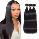 Human Hair Bundles Straight Human Hair Bundles Natural Black Straight Bundle 24 26 28 inch Double Weft Color 1B 150g/Pack